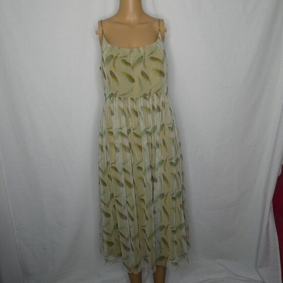 Fossil Feather Sleeveless Fit & Flare Dress Green - Picture 1 of 11